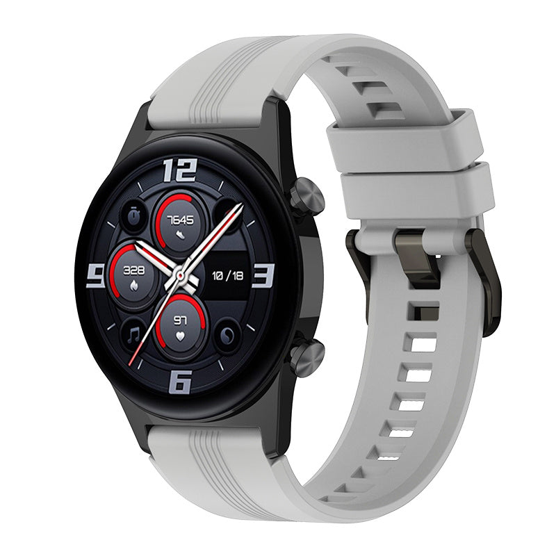 For Honor Watch GS3 Stripe Design Silicone Watch Strap 22mm Replacement Wrist Band with Stainless Steel Buckle For Honor Watch GS3 Stripe Design Silicone Watch Strap 22mm Replacement Wrist Band with Stainless Steel Buckle